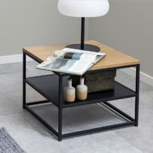 Goshen Wooden Coffee Table Square With 1 Shelf In Oak