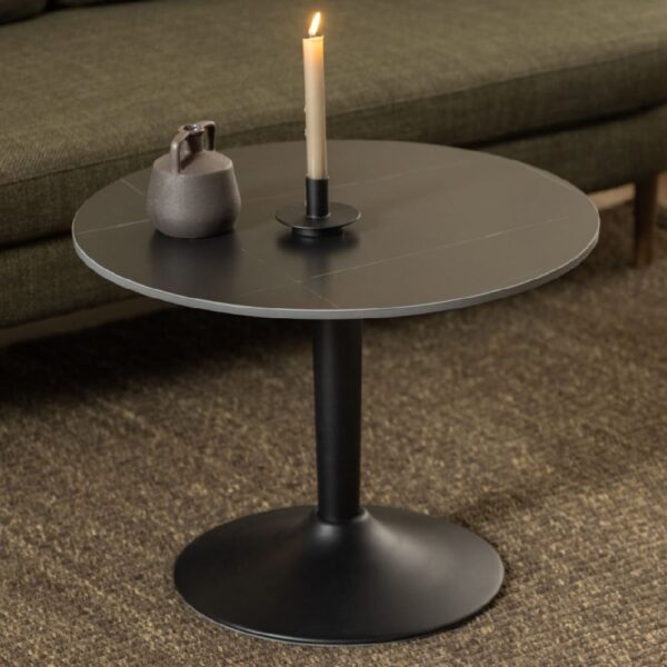 Manteo Ceramic Round Coffee Table in Matt black